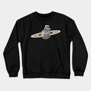Astronaut Skateboarding on Saturn Crewneck Sweatshirt
